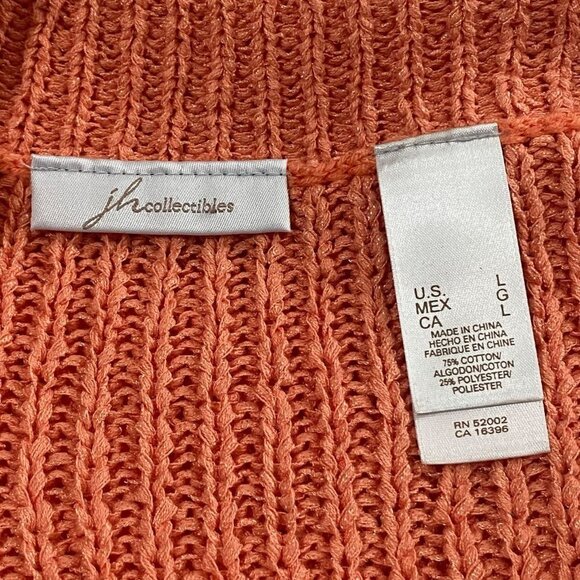 JH Collectibles Single Button 3/4 Flutter Sleeve Knit Sweater Cardigan Peach L - Picture 5 of 7